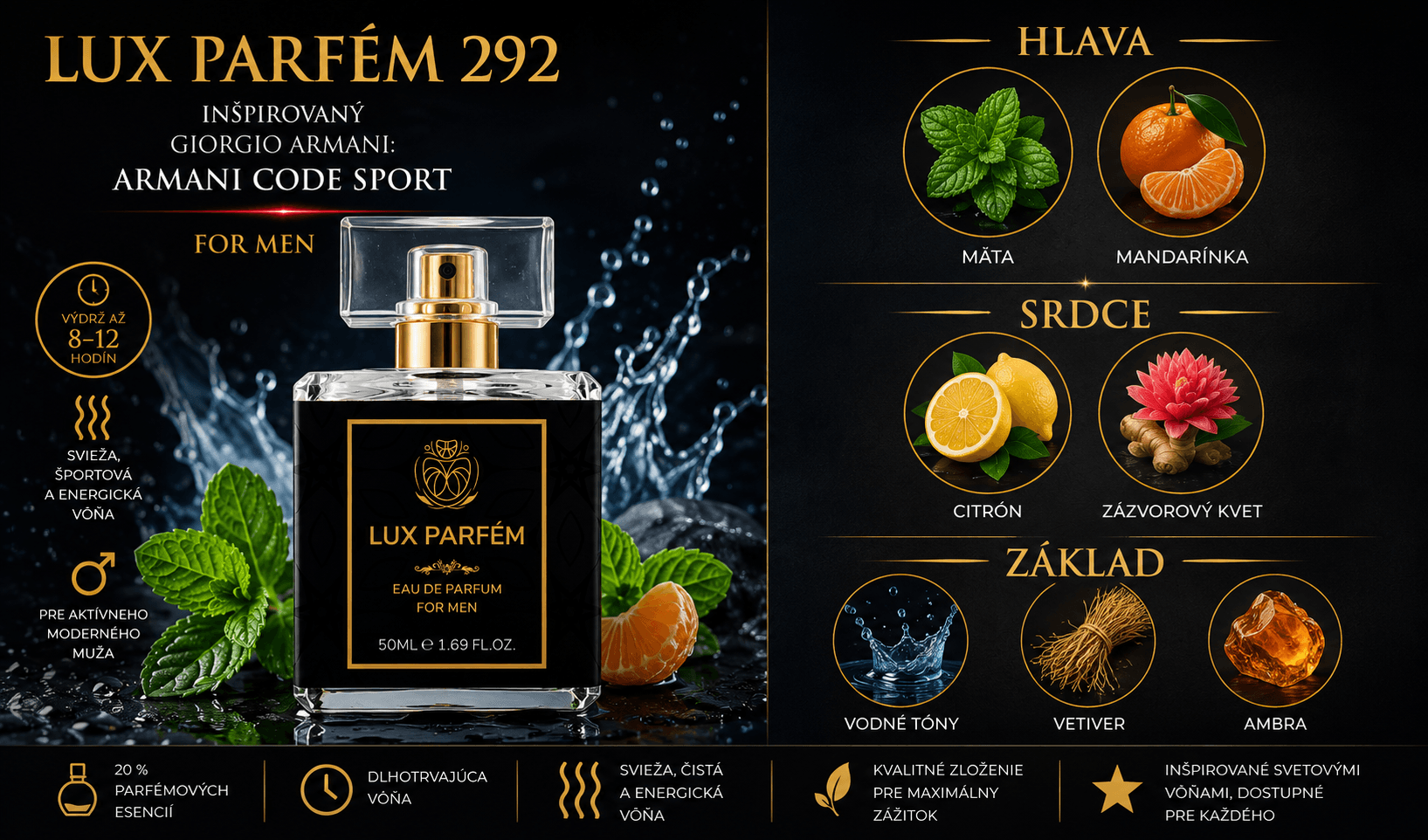 Lux Parfém 292 – Inšpirovaný Giorgio Armani: Armani Code Sport